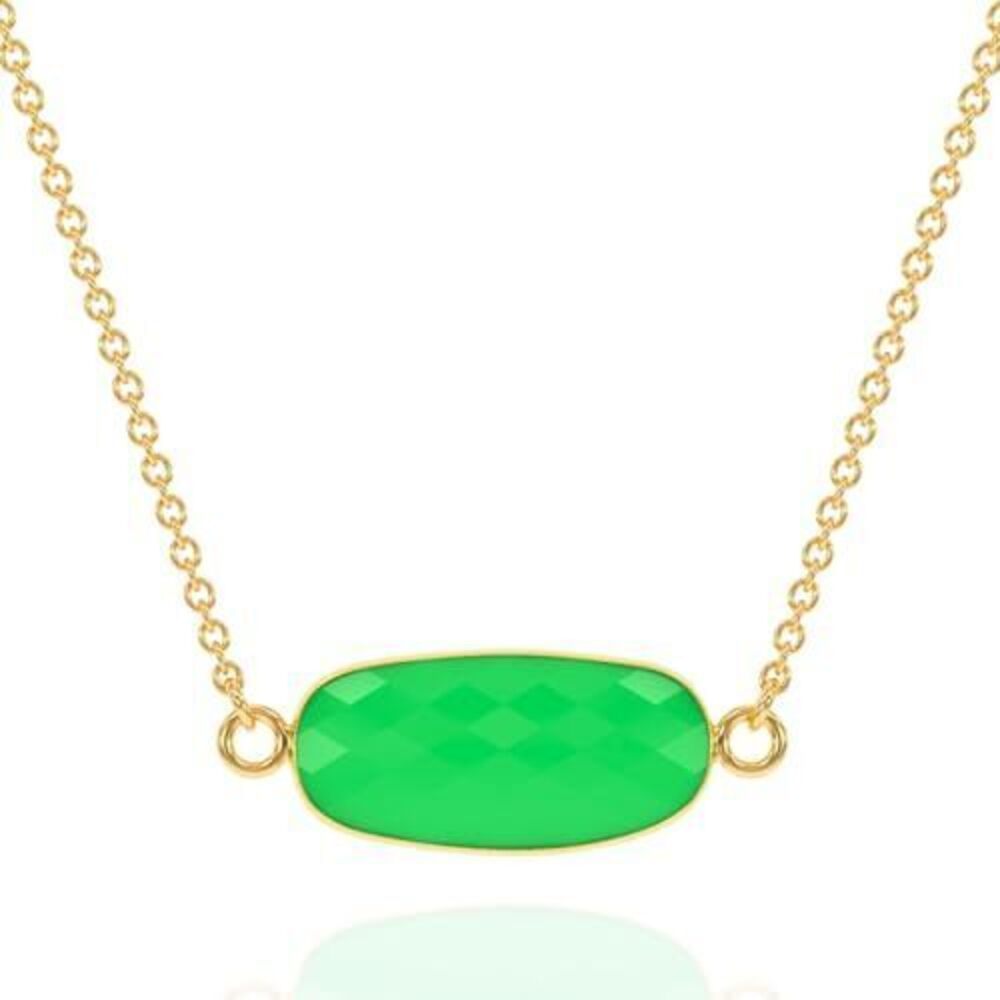 3611 Chrysoprase Necklace , Premium Gold Oval Necklaces - Tarnish Free 18K